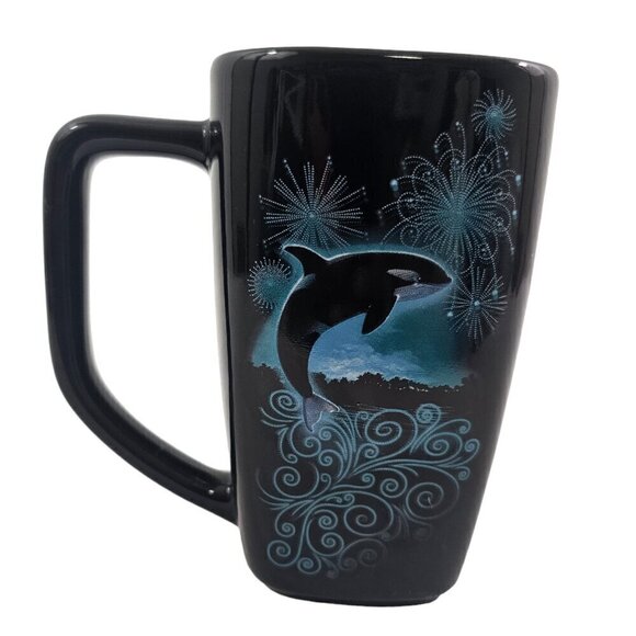 SeaWorld Theme Park Collectible Shamu Orca Whale Graphic 14 Oz Ceramic Mug Cup - Picture 5 of 17